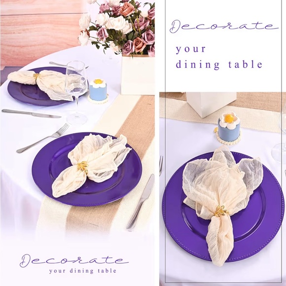 QTY 3 / 13” Purple Beaded Charger Plates.   Elegant Purple Party Plates Set - Picture 7 of 7